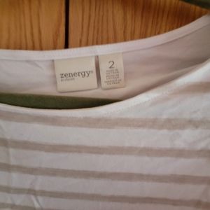 Chico's zenergy shirt, 2, tan stripes
